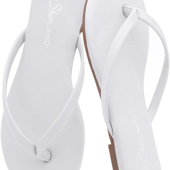 Shoes - Women's Memory Foam Flip Flops Vegan Leather Summer Slides Beach Casual